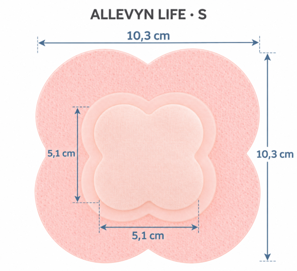 ALLEVYN LIFE Tvarsčio dydis S 10,3 x 10,3